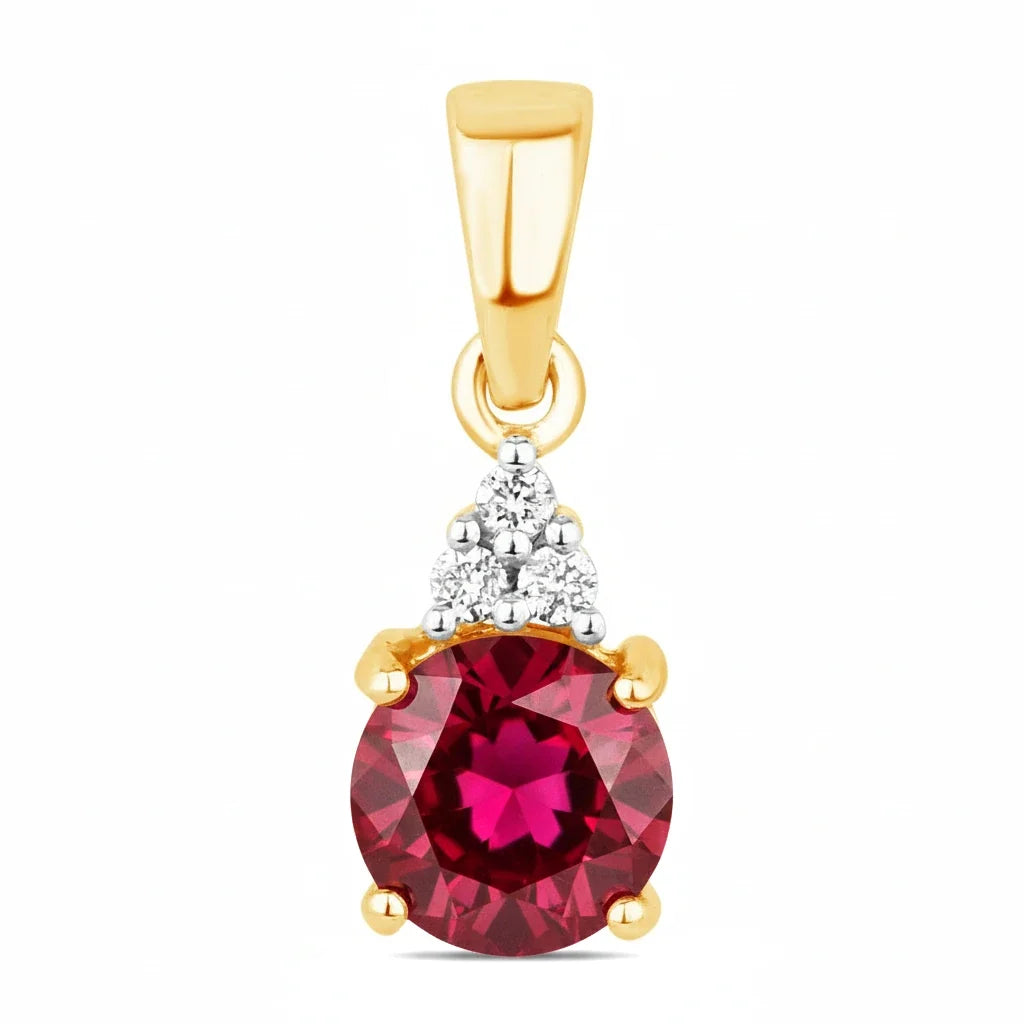 Round Cut Amethyst Diamond Accent Drop Pendant