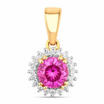 Sunburst Round Cut Diamond Accent Pendant