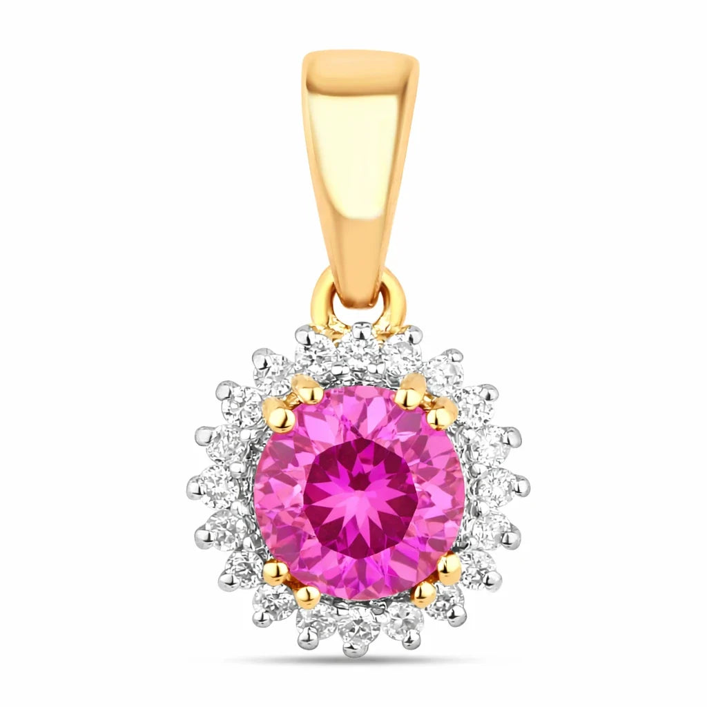 Sunburst Round Cut Diamond Accent Pendant