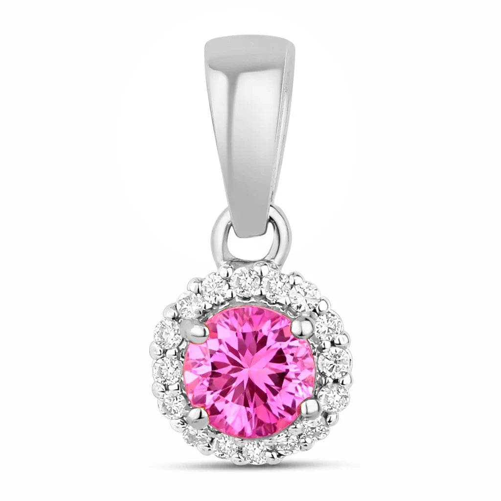 Minimalist Round Cut Amethyst Diamond Accent Pendant