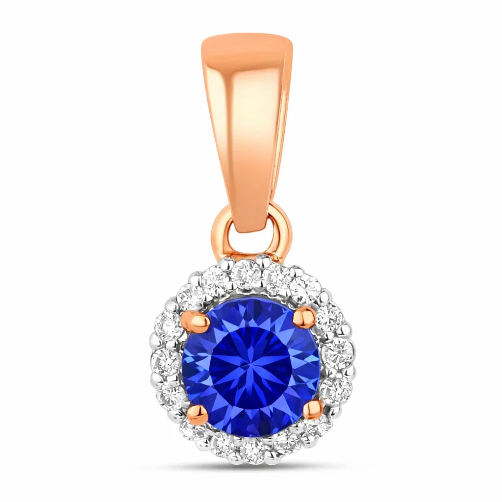 Minimalist Round Cut Amethyst Diamond Accent Pendant
