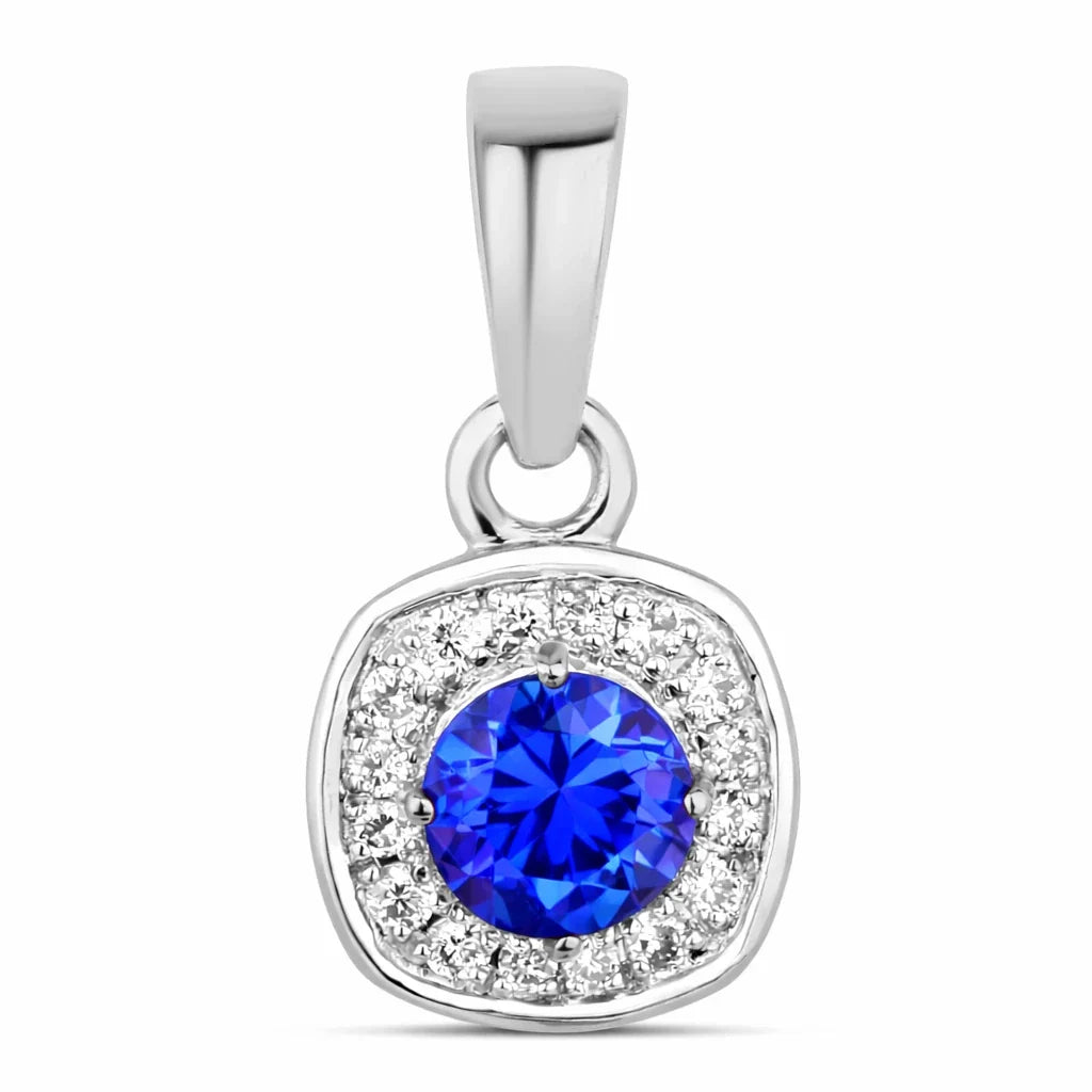 Framed Round Cut Diamond Accent Pendant