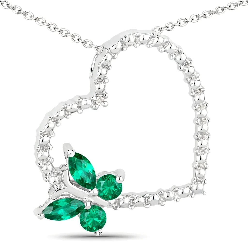 Diamond Heart Butterfly Pendant