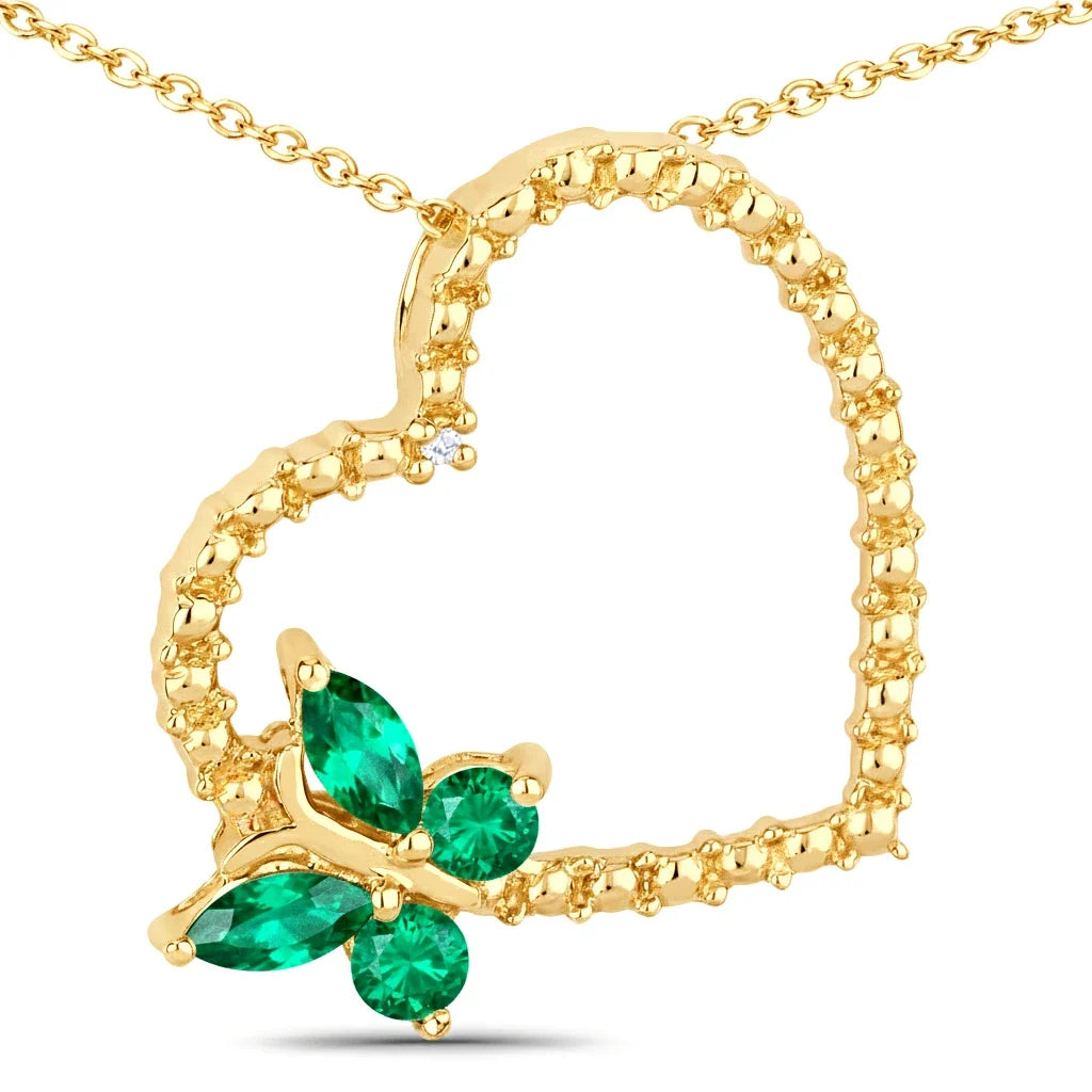 Diamond Heart Butterfly Pendant