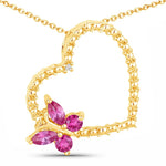 Diamond Heart Butterfly Pendant