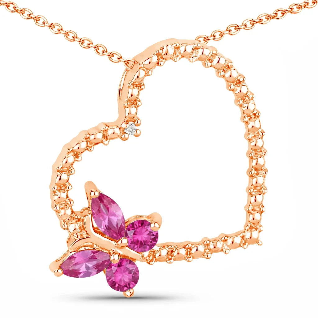 Diamond Heart Butterfly Pendant