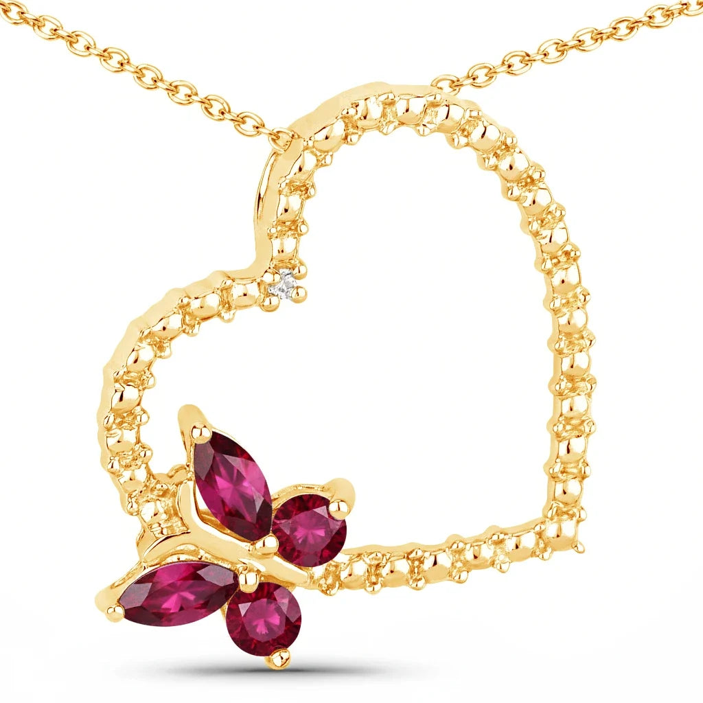 Diamond Heart Butterfly Pendant
