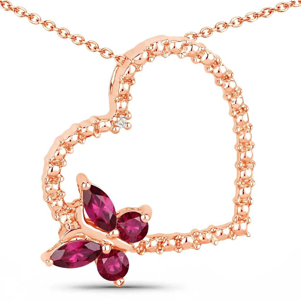 Diamond Heart Butterfly Pendant