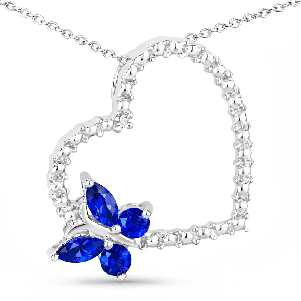 Diamond Heart Butterfly Pendant