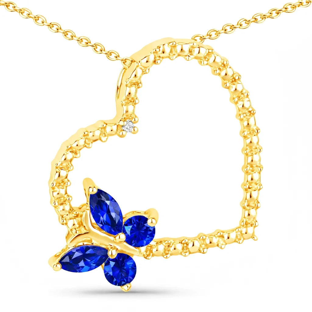 Diamond Heart Butterfly Pendant