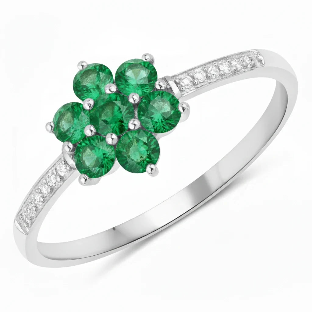 Dainty Flower Diamond Accent B Ring