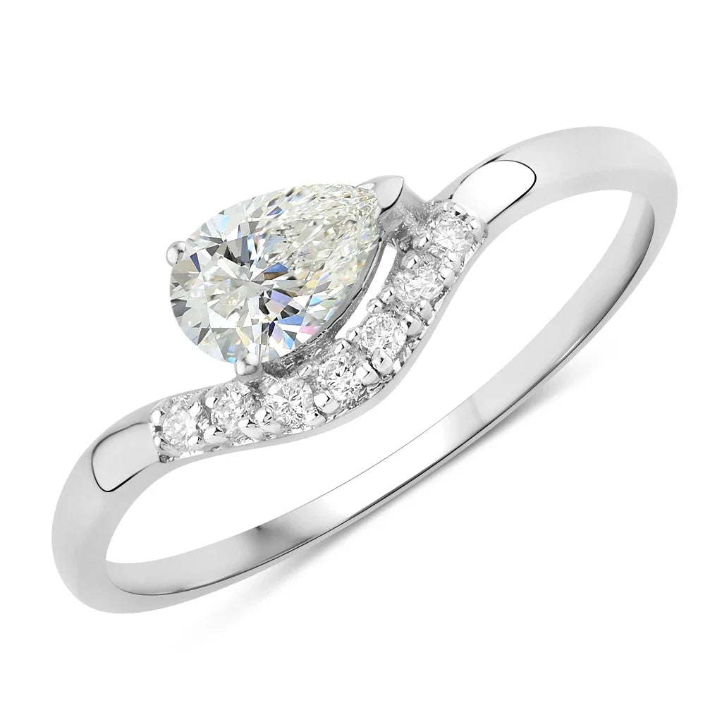 Pear Cut Diamond Wave Ring