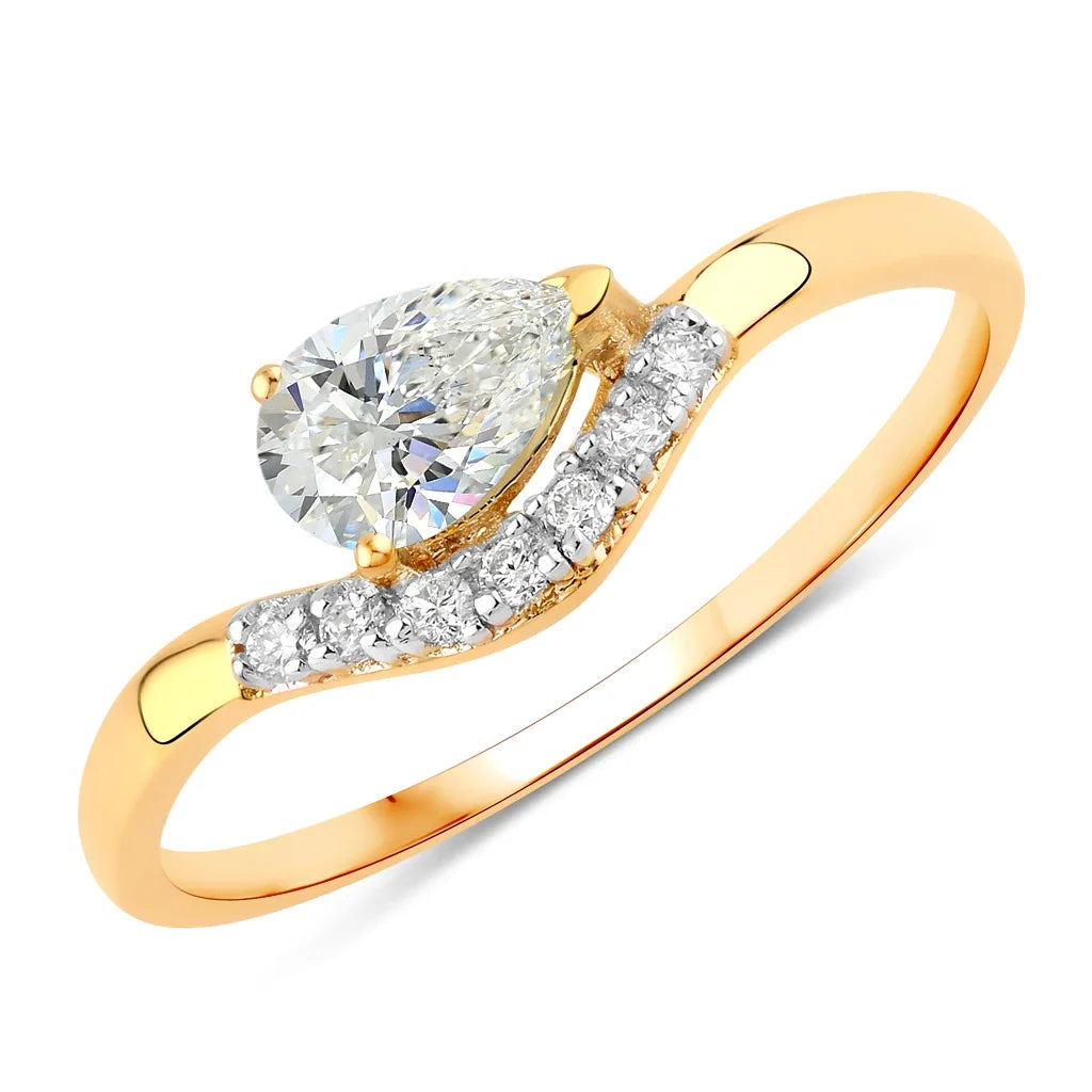 Pear Cut Diamond Wave Ring