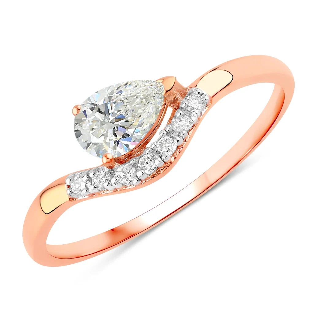 Pear Cut Diamond Wave Ring