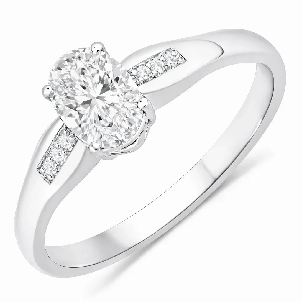 Dainty Oval Cut Diamond Accent Ring