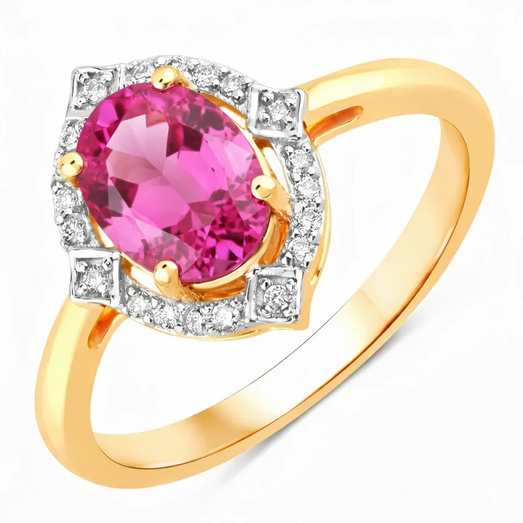 Art Deco Oval Cut Diamond Accent Ring
