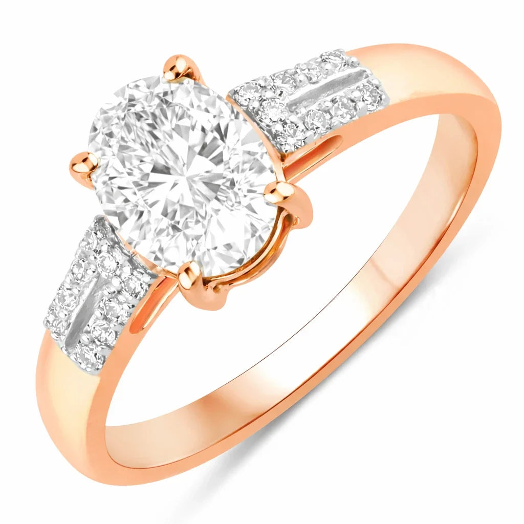 Radiant Oval Cut Diamond Accent Ring