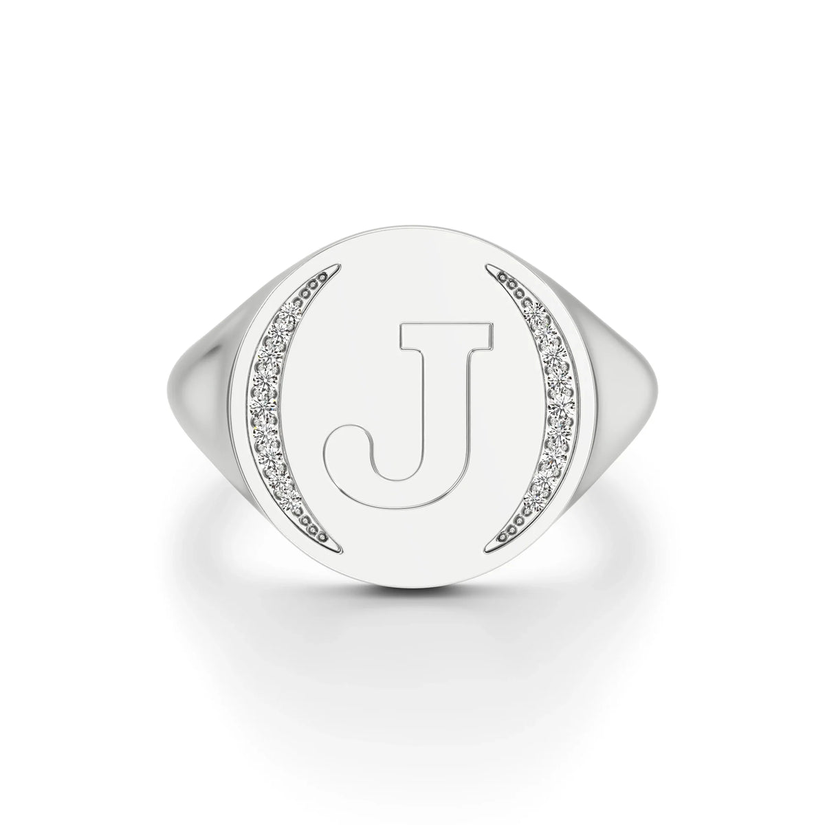 Initial Signet Ring with Diamond Accents